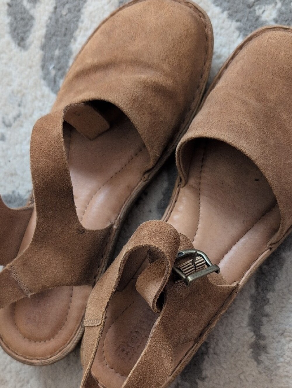 Born Suede Closed-Toe Ankle-Strap Sandals in Cognac Brown - Picture 2 of 4